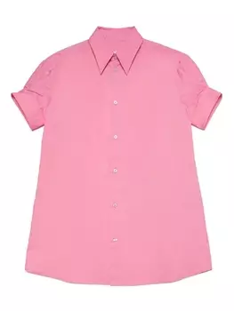 MM6 Maison Margiela Kids поплиновое платье-рубашка с вышитым логотипом, розовый