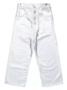 MM6 Maison Margiela Kids прямые брюки с эффектом металлик, серебристый