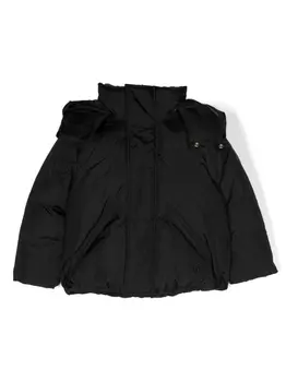 MM6 Maison Margiela Kids пуховик с капюшоном и вышитым логотипом, черный