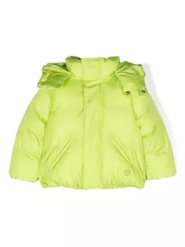 MM6 Maison Margiela Kids пуховик с капюшоном и вышитым логотипом, зеленый