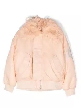 MM6 Maison Margiela Kids пуховик с логотипом, розовый