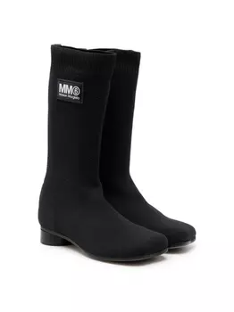 MM6 Maison Margiela Kids сапоги с нашивкой-логотипом, черный