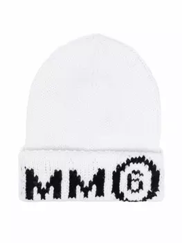 MM6 Maison Margiela Kids шапка бини с логотипом, белый