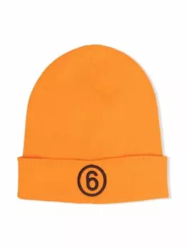 MM6 Maison Margiela Kids шапка бини с вышитым логотипом, оранжевый