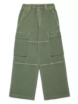 MM6 Maison Margiela Kids широкие брюки карго с вышивкой Numbers, зеленый