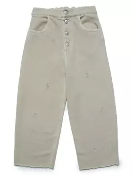 MM6 Maison Margiela Kids широкие джинсы с эффектом потертости, нейтральный цвет