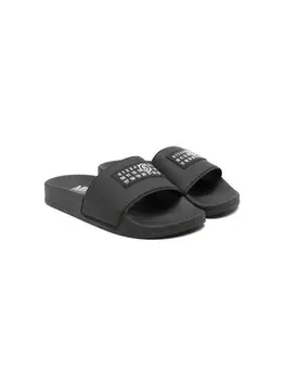 MM6 Maison Margiela Kids шлепанцы с нашивкой, черный
