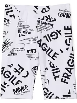 MM6 Maison Margiela Kids шорты с принтом Fragile, белый