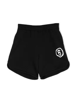 MM6 Maison Margiela Kids шорты с принтом Number, черный