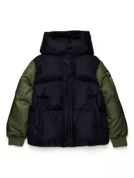 MM6 Maison Margiela Kids стеганый пуховик в стиле колор-блок, черный