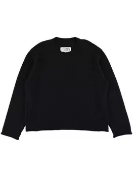 MM6 Maison Margiela Kids свитер с круглым вырезом и логотипом-интарсией, черный
