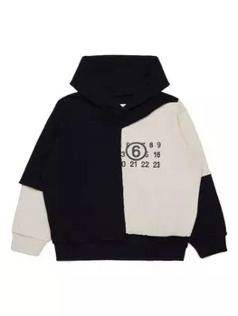 MM6 Maison Margiela Kids толстовка с капюшоном из хлопка с цветными блоками, черный