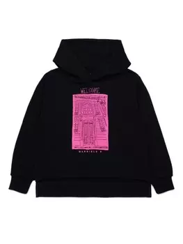 MM6 Maison Margiela Kids толстовка с капюшоном из хлопка с графическим принтом, черный