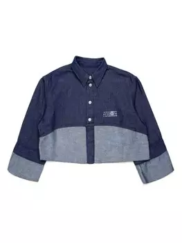 MM6 Maison Margiela Kids укороченная джинсовая рубашка с логотипом, синий