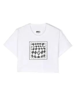 MM6 Maison Margiela Kids укороченная футболка с графичным принтом, белый