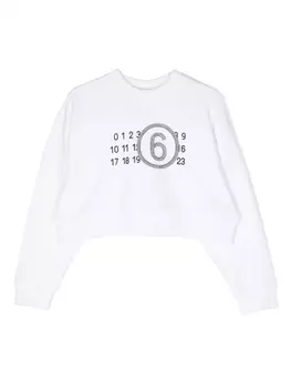 MM6 Maison Margiela Kids укороченная толстовка с принтом, белый