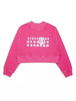 MM6 Maison Margiela Kids укороченная толстовка с принтом, розовый