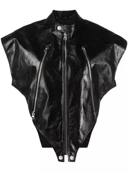 MM6 Maison Margiela кожаная куртка с короткими рукавами, черный