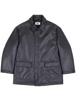 MM6 Maison Margiela куртка из искусственной кожи с логотипом, черный