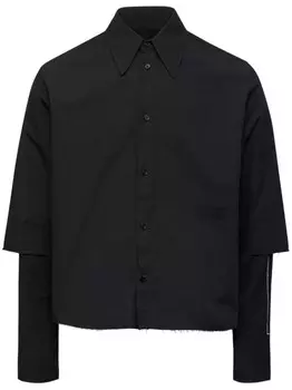 MM6 Maison Margiela многослойная рубашка с длинными рукавами, коричневый