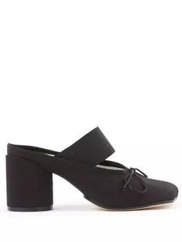 MM6 Maison Margiela мюли с бантом и логотипом, черный