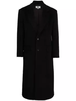 MM6 Maison Margiela однобортное пальто из смесовой вирджинской шерсти, черный