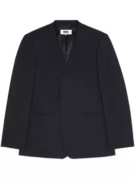 MM6 Maison Margiela однобортный блейзер с необработанными краями, черный