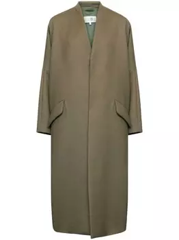 MM6 Maison Margiela однобортный пиджак без воротника, зеленый