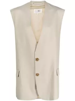 MM6 Maison Margiela однобортный жилет, нейтральный цвет