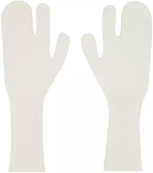 MM6 Maison Margiela Off-White валяные вязаные перчатки