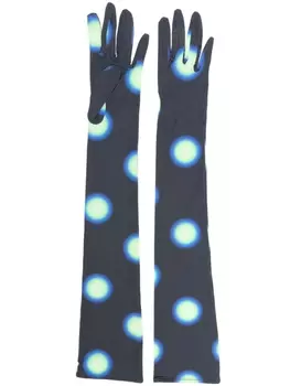 MM6 Maison Margiela перчатки с геометричным принтом, черный