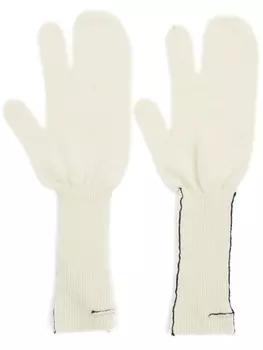 MM6 Maison Margiela перчатки в рубчик с контрастной отделкой, серый