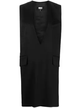 MM6 Maison Margiela платье без рукавов с V-образным вырезом, черный