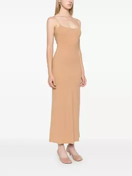 MM6 Maison Margiela платье макси с узором, коричневый