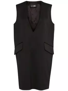 MM6 Maison Margiela платье мини с глубоким V-образным вырезом, черный