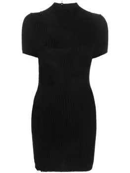 MM6 Maison Margiela платье мини в рубчик, черный
