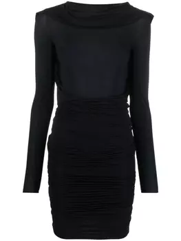 MM6 Maison Margiela платье с длинными рукавами и сборками, черный