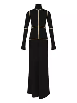 MM6 Maison Margiela платье с высоким воротником и вставками, черный