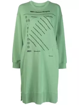 MM6 Maison Margiela платье-толстовка с графичным принтом, зеленый