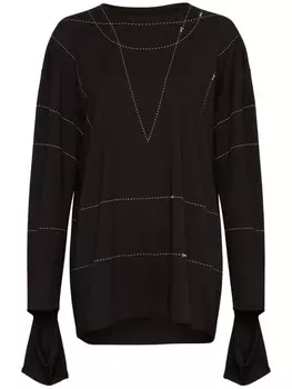 MM6 Maison Margiela полосатая толстовка с открытыми плечами, черный