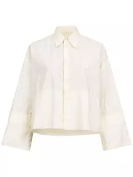 MM6 Maison Margiela поплиновая рубашка с логотипом, нейтральный цвет