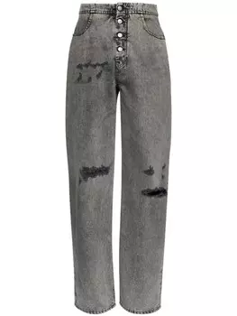 MM6 Maison Margiela потертые джинсы с широкими штанинами, черный