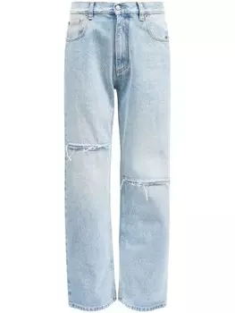 MM6 Maison Margiela прямые джинсы с эффектом потертости, синий