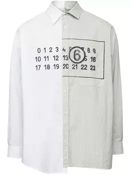 MM6 Maison Margiela рубашка асимметричного кроя с принтом Numbers, белый