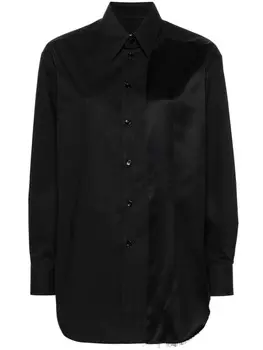 MM6 Maison Margiela рубашка из хлопчатобумажной ткани с вставками, черный