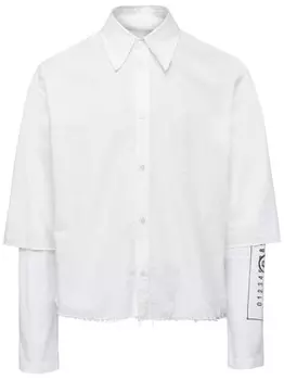 MM6 Maison Margiela рубашка с узором Numbers, белый
