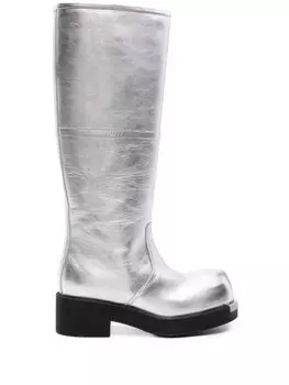MM6 Maison Margiela сапоги с эффектом металлик, серебристый