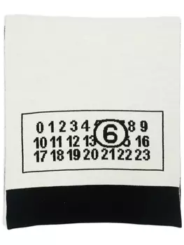 MM6 Maison Margiela шарф из смесовой шерсти с логотипом, черный