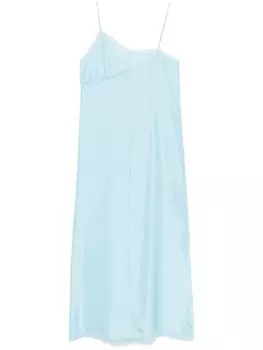 MM6 Maison Margiela шелковое платье макси асимметричного кроя, синий