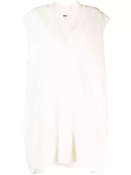 MM6 Maison Margiela шерстяное платье с V-образным вырезом, белый